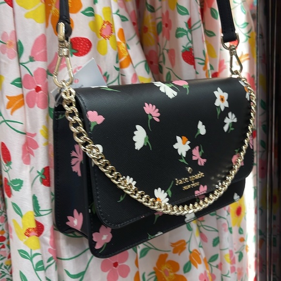 Kate Spade Madison Floral Waltz Small Flap Crossbody
Black Multi 
NWT - Picture 4 of 16